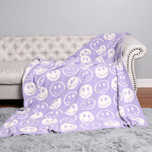 Happy Face Patterned Throw Blanket - 4 colors