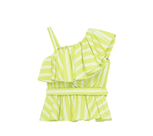 Lime Ruffle Striped Top